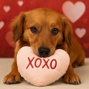 Giftable World 7" Pink Macaroon Heart Squeaker & Crinkle Pet toy item VP23012